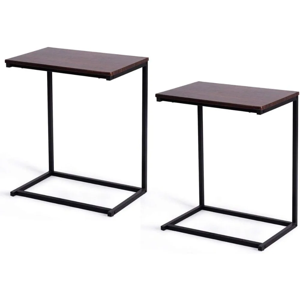 

C Shaped Table, Vintage Sofa Side Table for Coffee, Snack, Laptop, Living Room, TV Tray