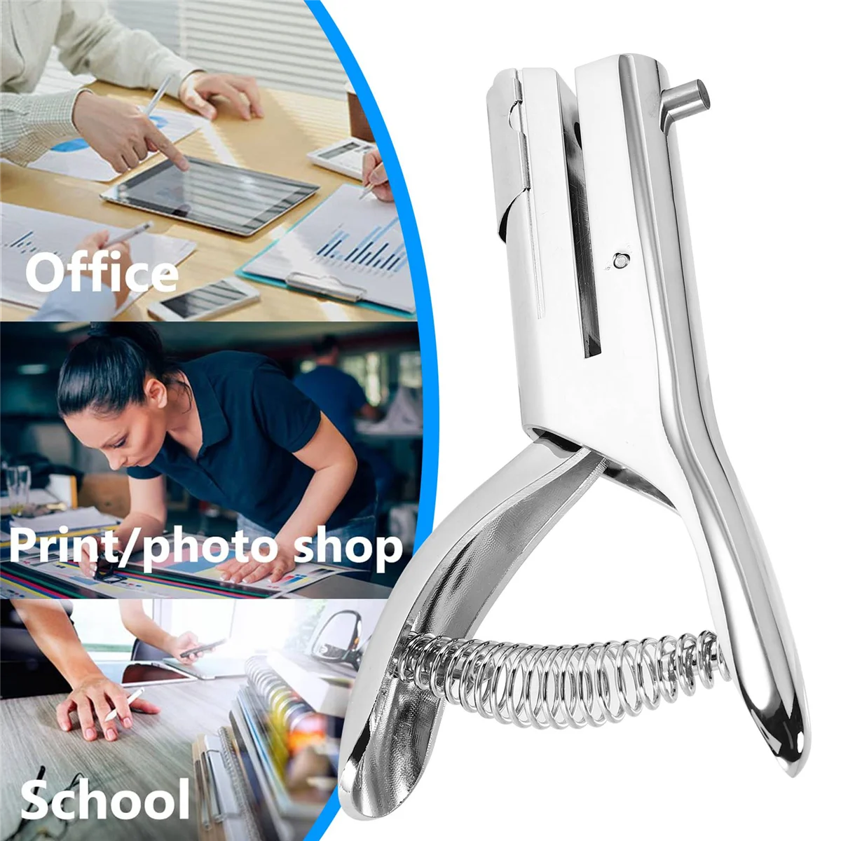 Hole Punch 1/4 Inch, Heavy Duty Hole Punch, Paper Card Portable Handheld Long, 2 Inch Reach Deep