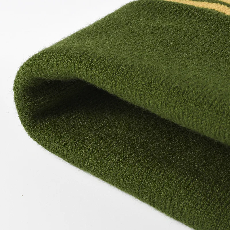 New Winter Men Women\'s 54-60cm Warm Elastic Knitted Hat Outdoor Ear Protection Hair Ball Cold Hat Jacquard Spliced Woolen Hat
