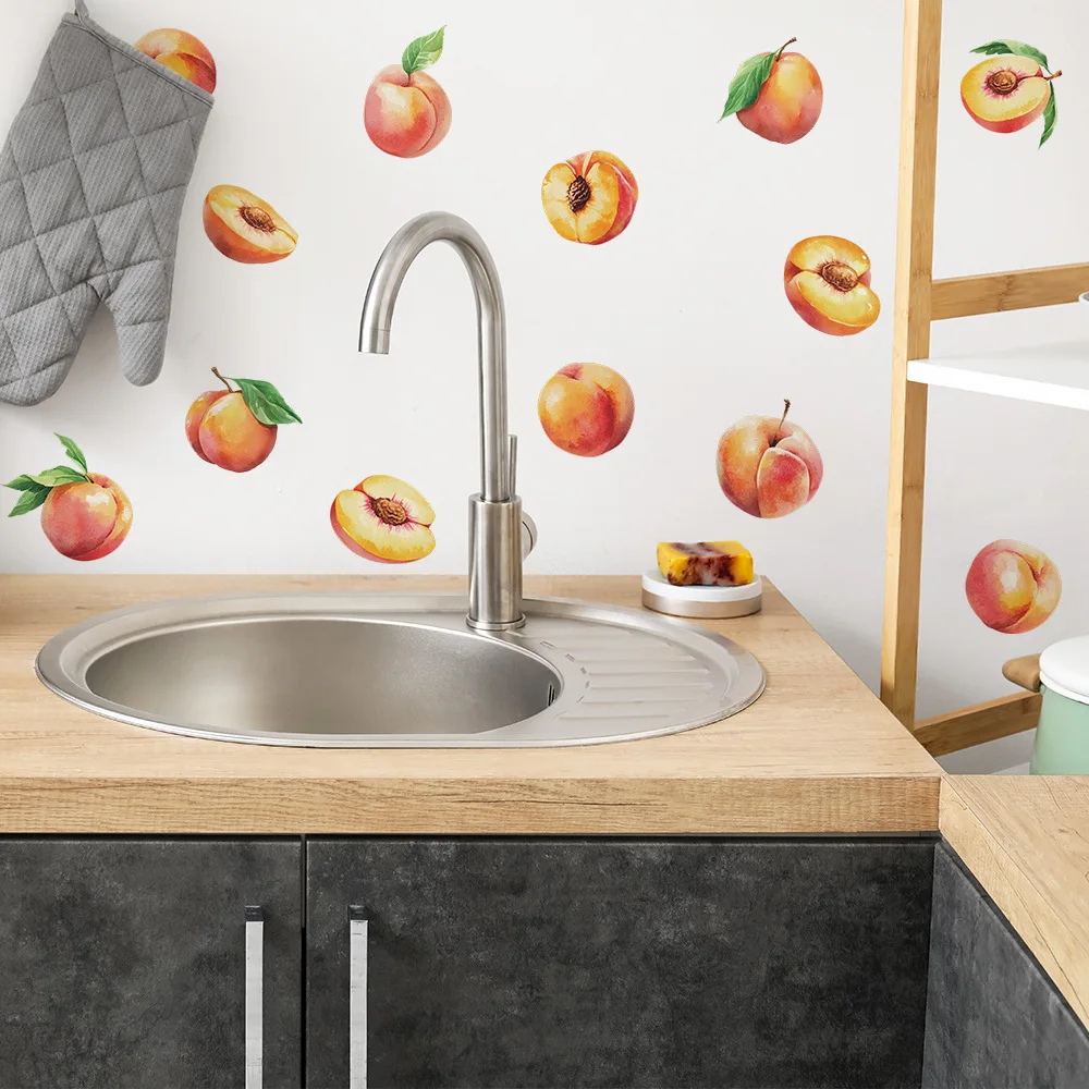 2 Sheets/Pack Peach-Patterned DIY Kitchen & Dining Fridge Magnets Home Decor Wall Stickers