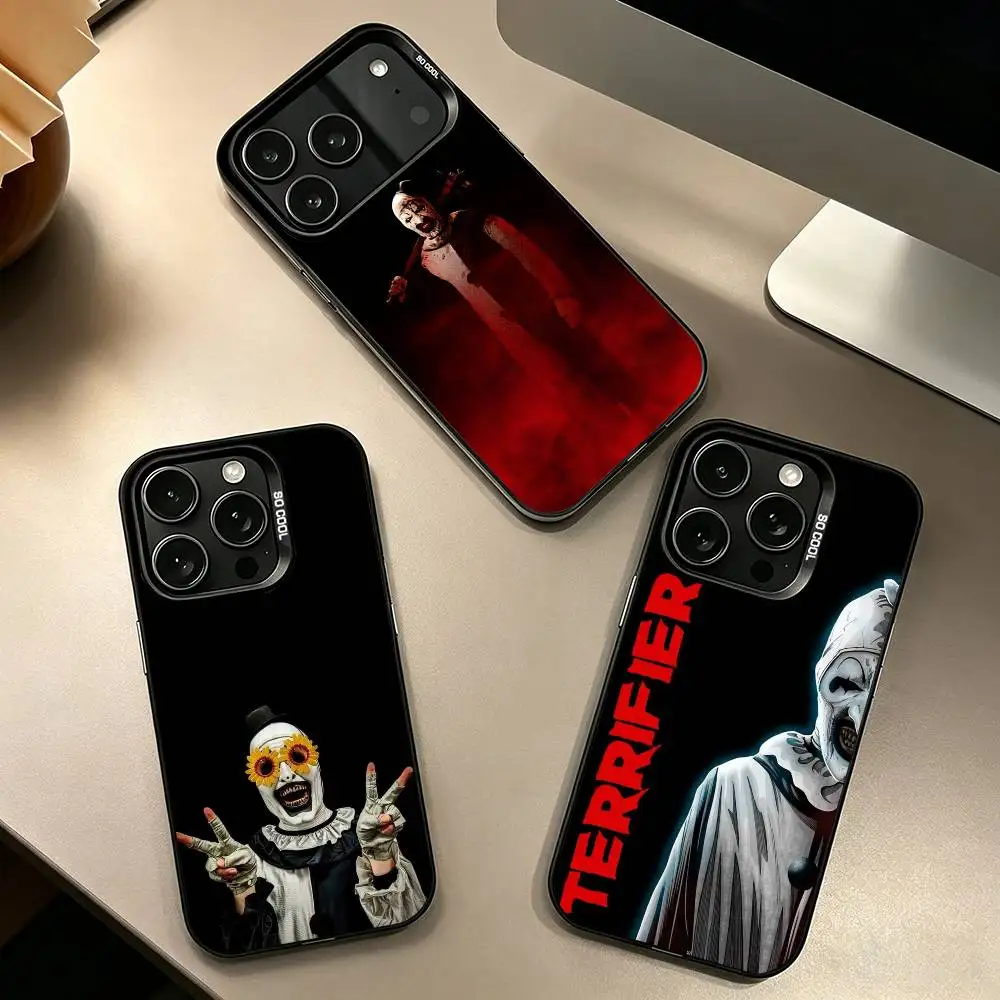 Coque de téléphone Art the C-Clown horror T-Terrifier pour iPhone 17, 16, 15, 14, 13, 12, 11 Plus, Pro Max, XS, Coque de téléphone argentée colorée Funda Cover