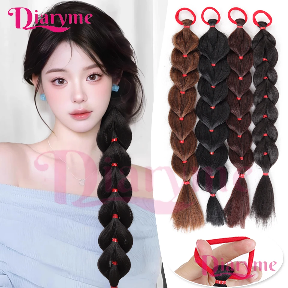 

46-сантиметровый синтетический парик с закрученной косой, красная резинка, стильный парик с закрученной косой, подходит для женщин, которые можно носить на ежедневных фестивале