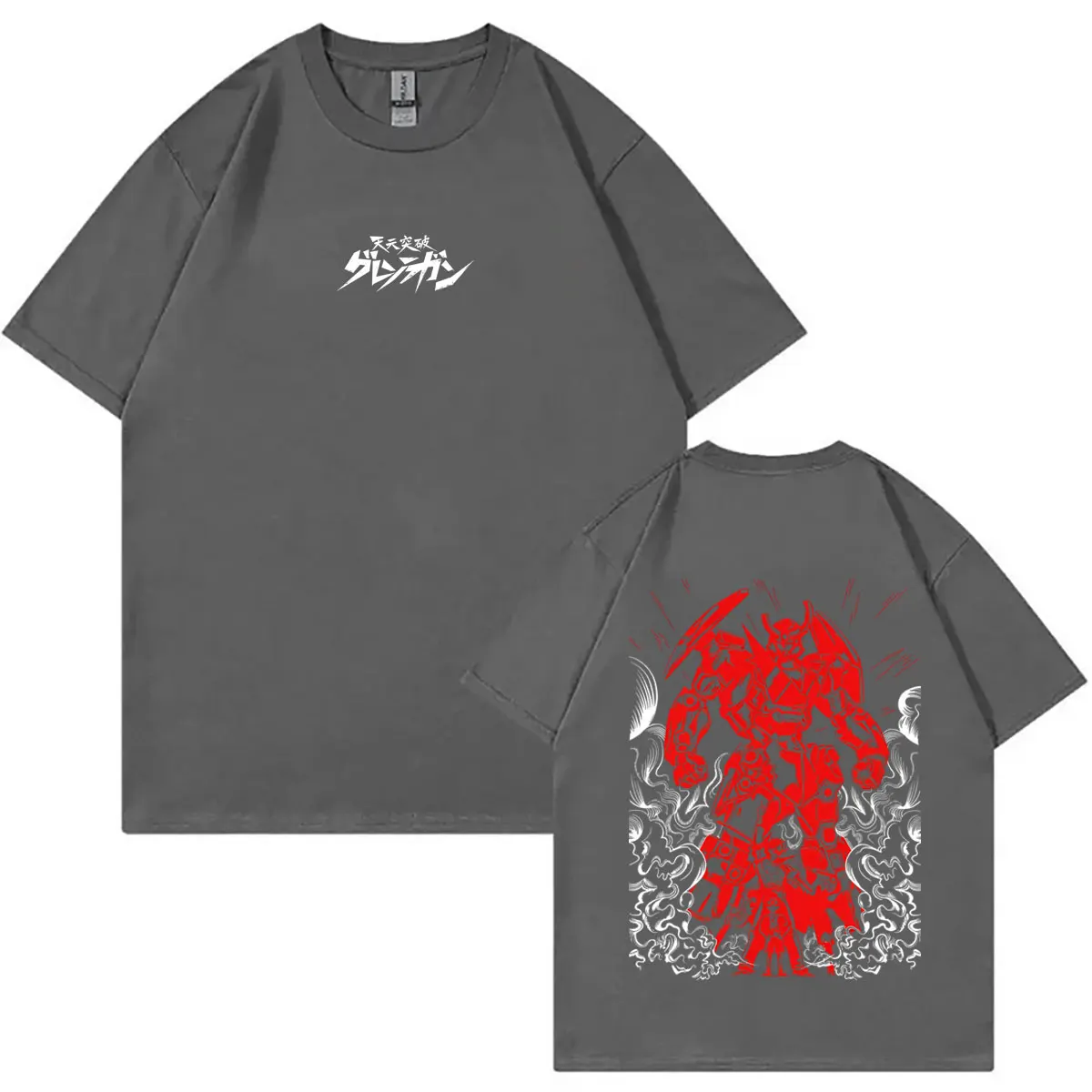 Anime Tengen Toppa Gurren Lagann T Shirts Men Women Manga Oversized Crewneck T-shirt Men's Clothing Cartoon Vintage Streetwear