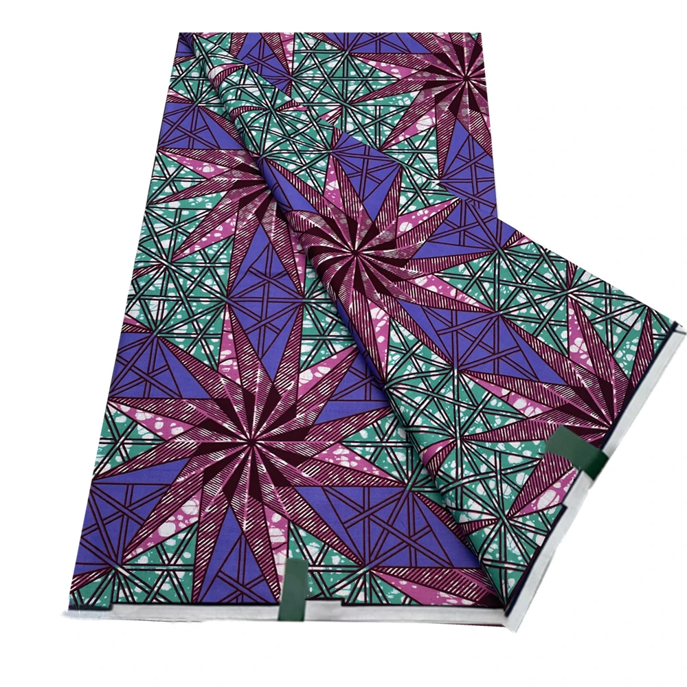 

African Wax High Quality Cotton Wax Prints Fabrics Tissu 6 Yards, Soft Wax Material For Women Dress