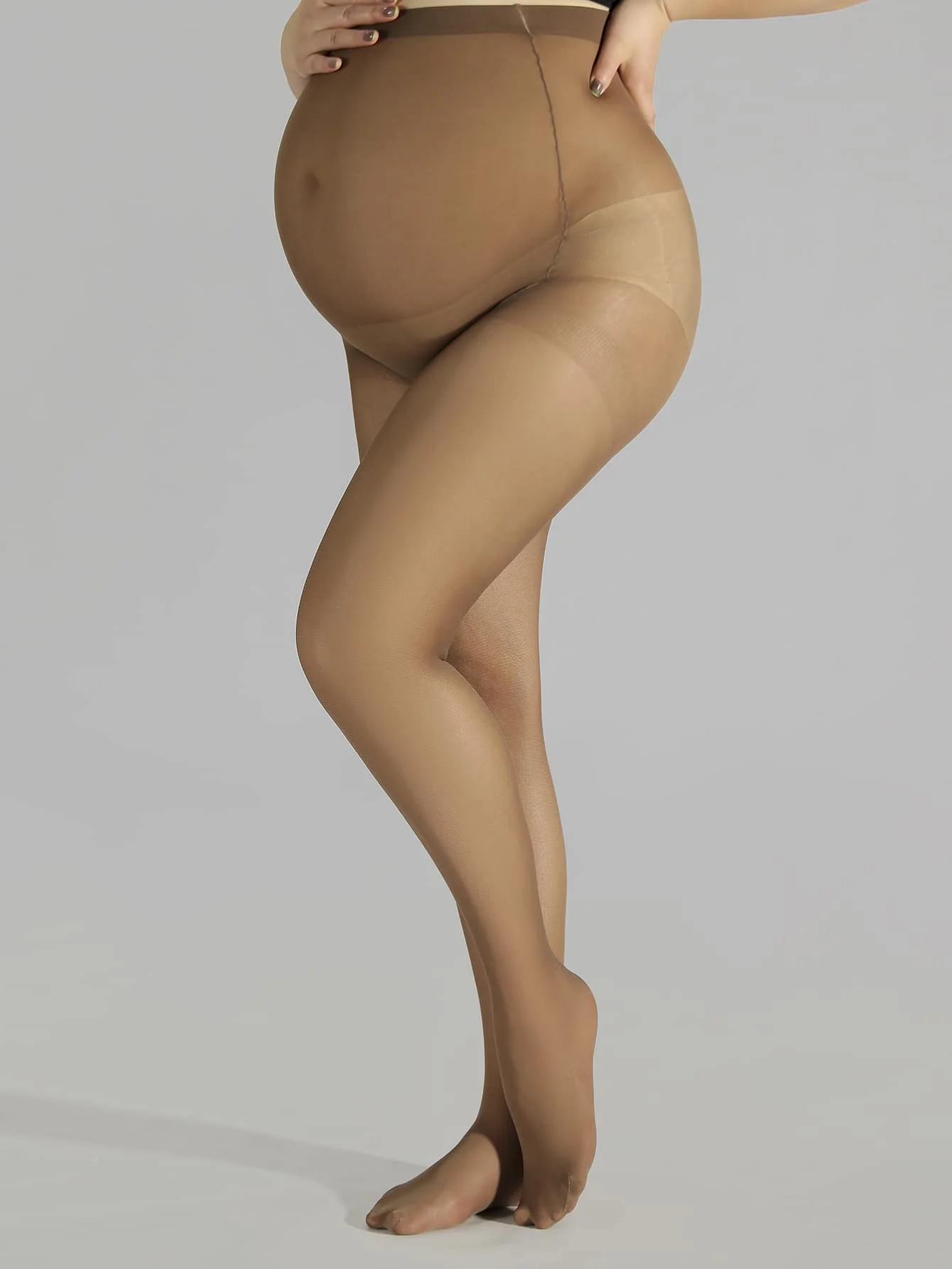 stylish and comfortable maternity plus-size brown pantyhose