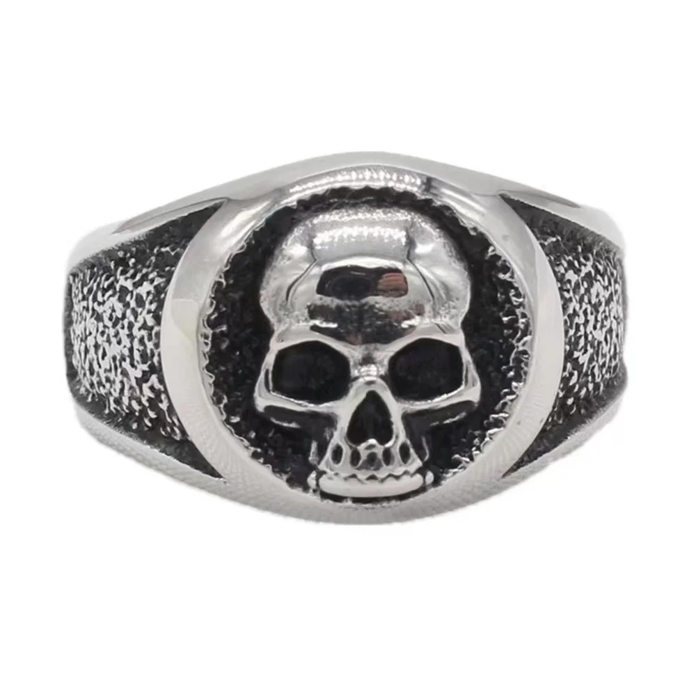 European and n character retro man skull man stainless steel ring