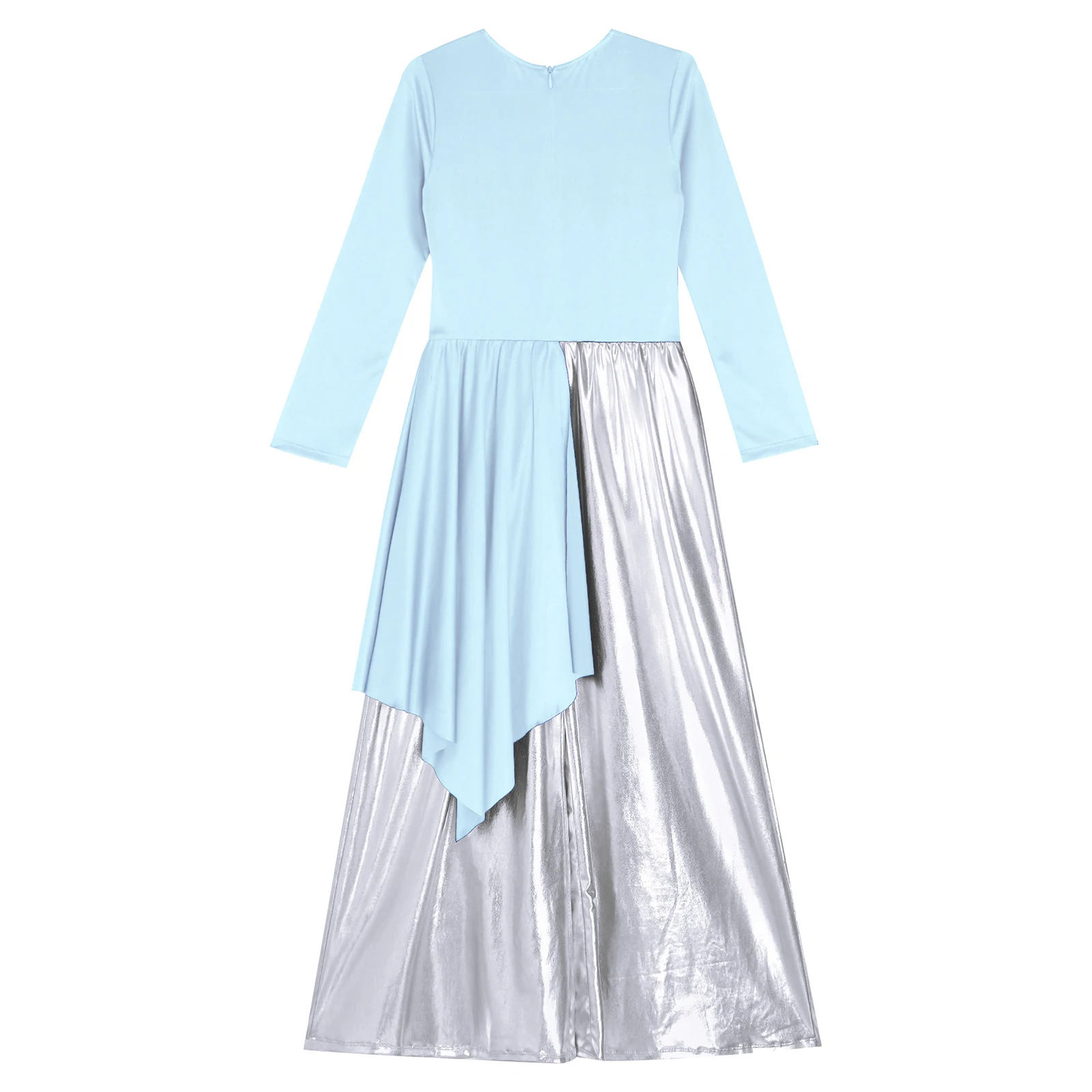 Praisewear Kids Liturgical Choir Worship Costume Girls Sleeveless Lyrical Dance Dress Metallic Color Block Performance Dress