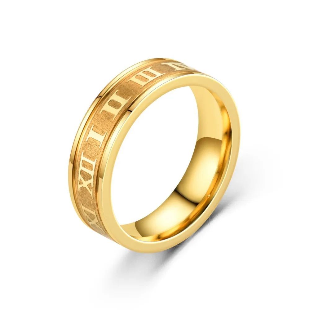 6MM Width Stainless Steel Couple Ring For Men Women Roman Numerals Rings Fashion Party Jewelry Accessories image 5