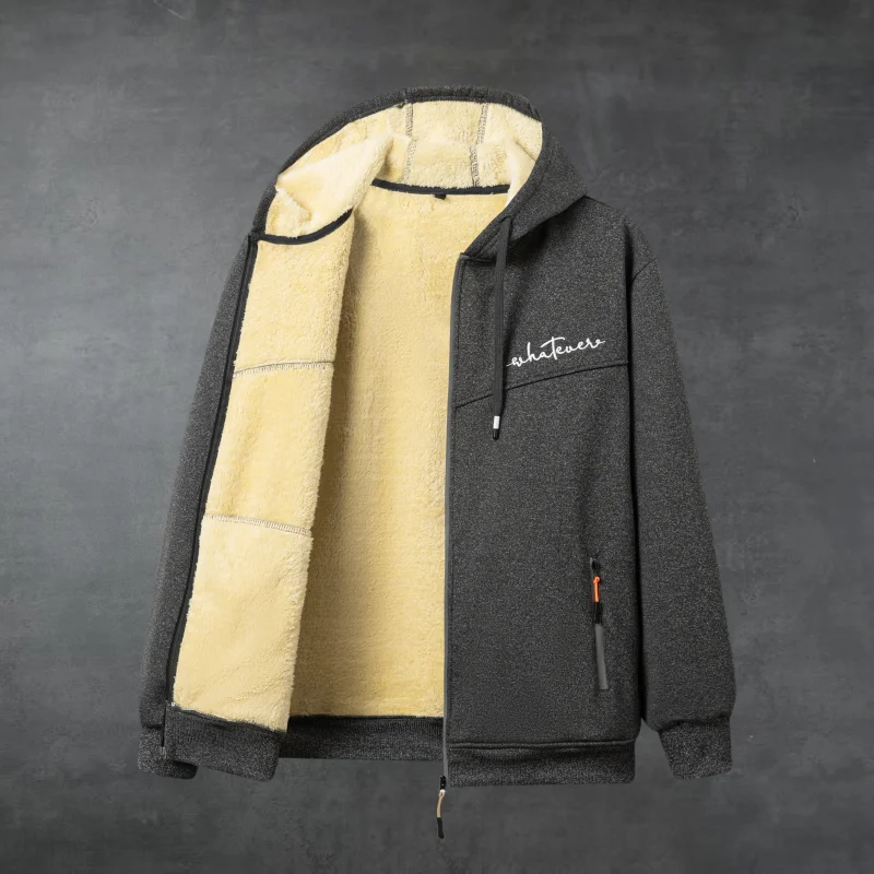 سويت شيرت صوفية بغطاء للرأس وسحاب مطبوع عليه حروف للرجال، قميص كاجوال عصري