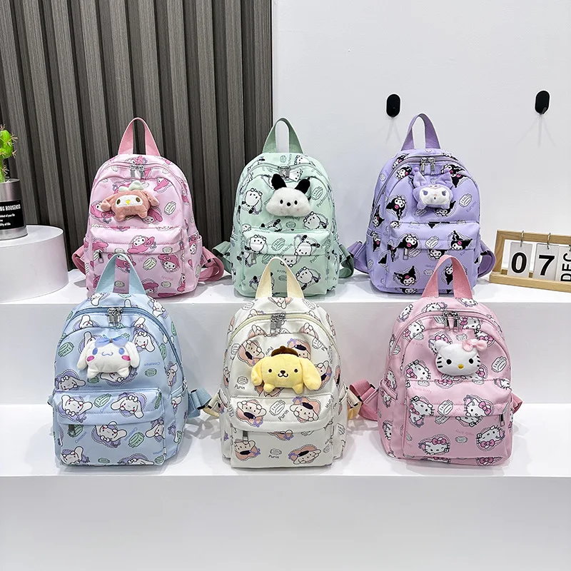 

Sanrioed аниме рюкзак Hello Kitty Kuromi My Melody Cinnamoroll Pom Purin почтовая мультяшная Милая Детская сумка через плечо подарок