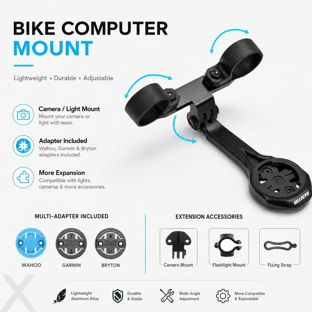 ULLICYC Aluminum Bike Computer Mount 52g for Vision TFE Metron Pro TT Handlebar Garmin Wahoo Bryton GoPro