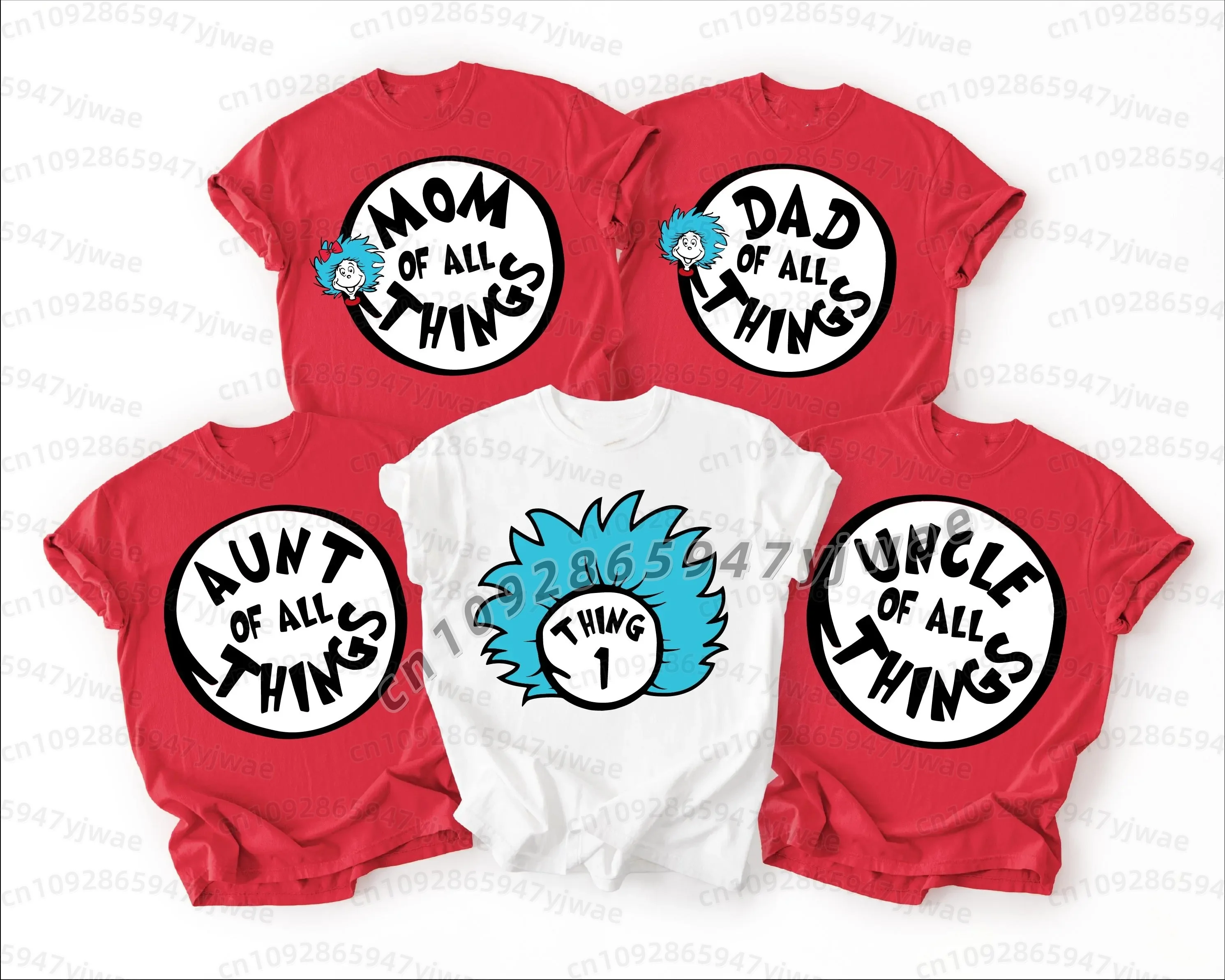26 KIDS Thing 1 Thing 2 Emblem T-Shirt Halloween Cosplay The Cat In The Hat Cartoon Animation T Shirt KIDS Men Women T-Shirt