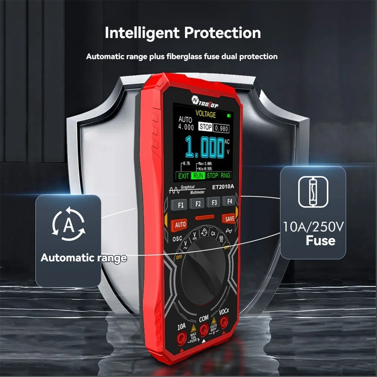 ABFKW TOOLTOP 2 In1 Digital Multimeter Analog Band Width 2.5MS/S Sampling Rate Waveform Data Storage Oscilloscope Tester