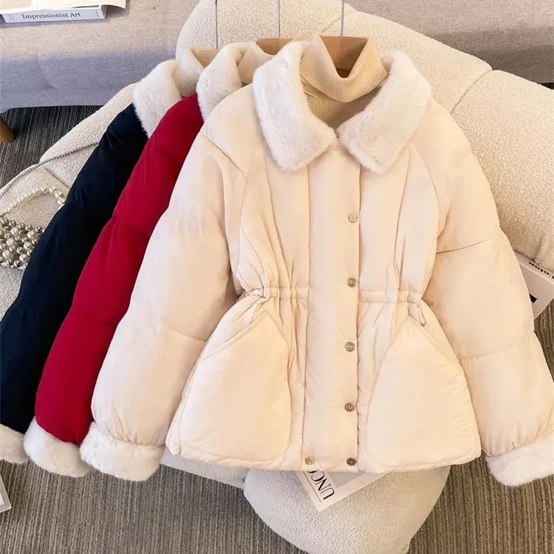 Black Down Cotton-Padded Jacket Women Korean Autumn Winter Cotton Coat Outwear Fashion Elegant Puffer Coats Female Tops Clothing