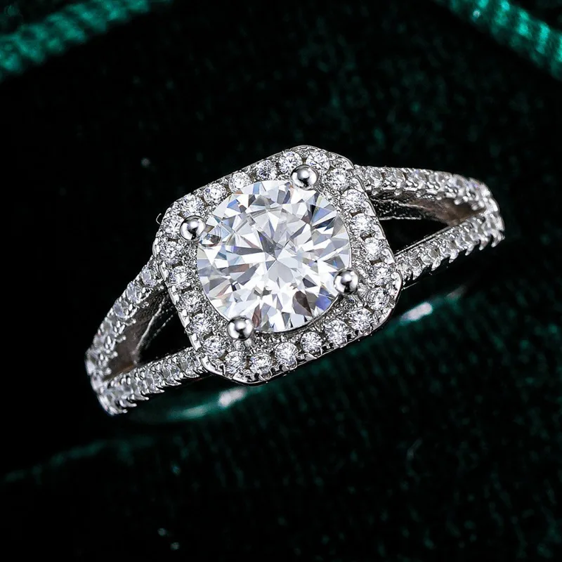 Girl Valentine's Day 18K White Gold Birthday Gift Rings 1CT Moissanite Diamond Women Engagement PT950 Platinum Lady Wedding Band
