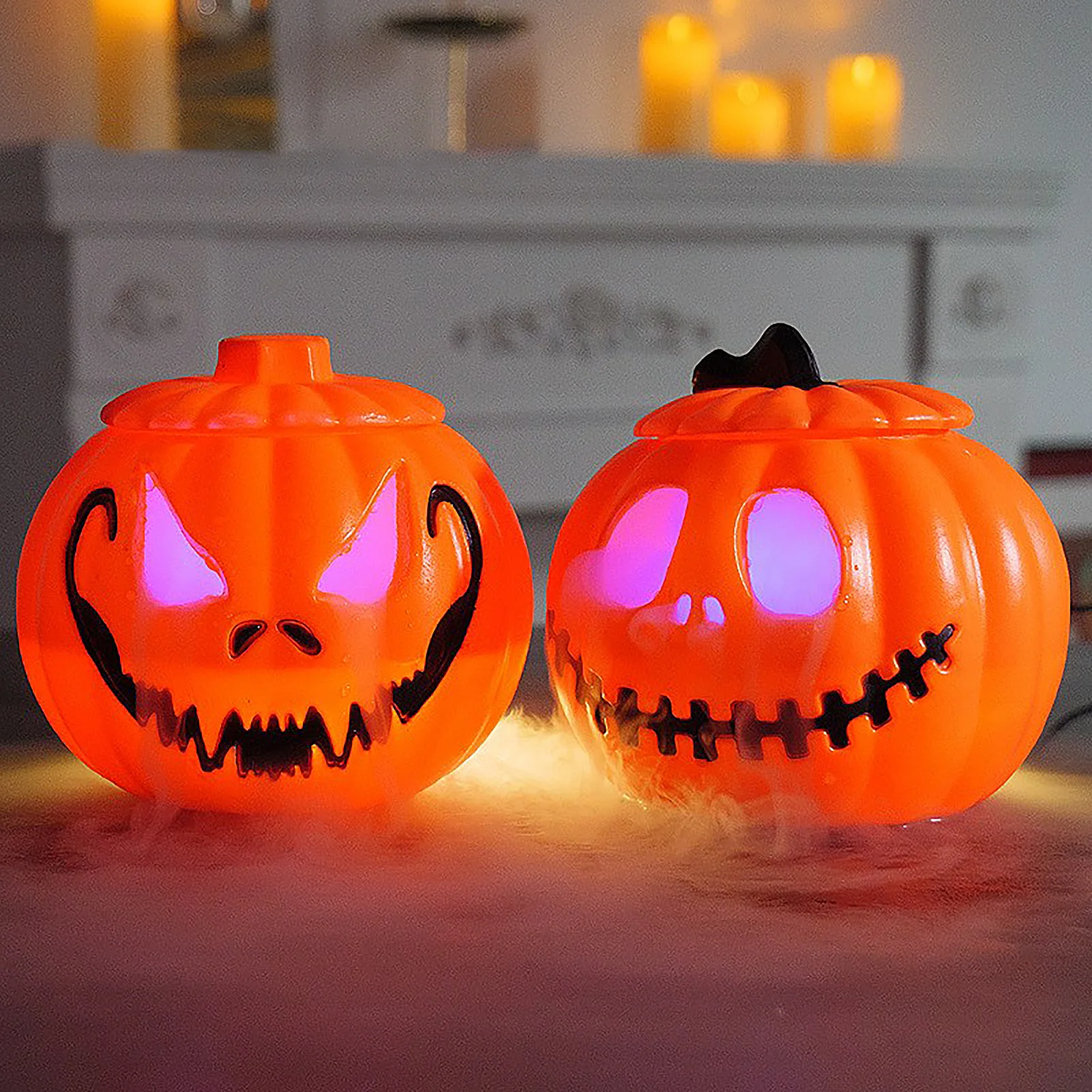 

2025 Halloween Decor Glowing Pumpkin Lantern with Fog-emitting Function Halloween Pumpkin Ornament for Haunted House and Party
