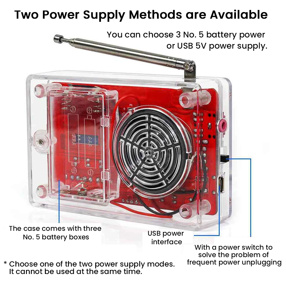 DIY Electronic Kit FM Digital Tube Display Radio 87-108MHZ Button Adjustable RDA5807 DIY Soldering Kit 3W Speaker USB Dual Powe