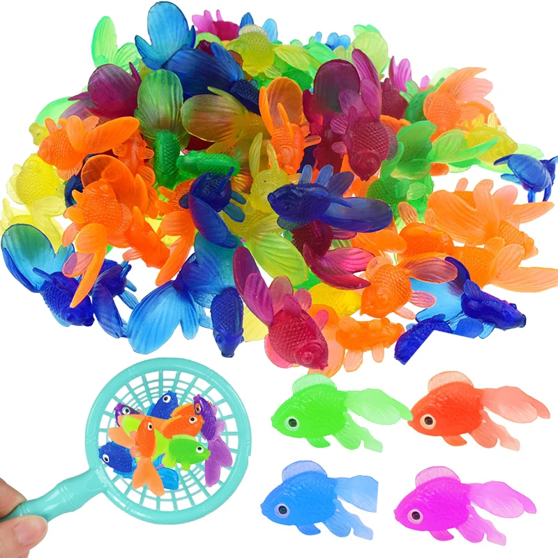 5/10/20pcs Mini Goldfish Simulation Translucent Soft Fishing Game Spring Outing Party Favor Play Activities Entertainment TMZ