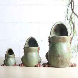 Ceramic Flowerpot Vase Creative Frogs Shape Cute Bonsai Planter Home Decoration Succulent Animal Figurine Vase Container Flower