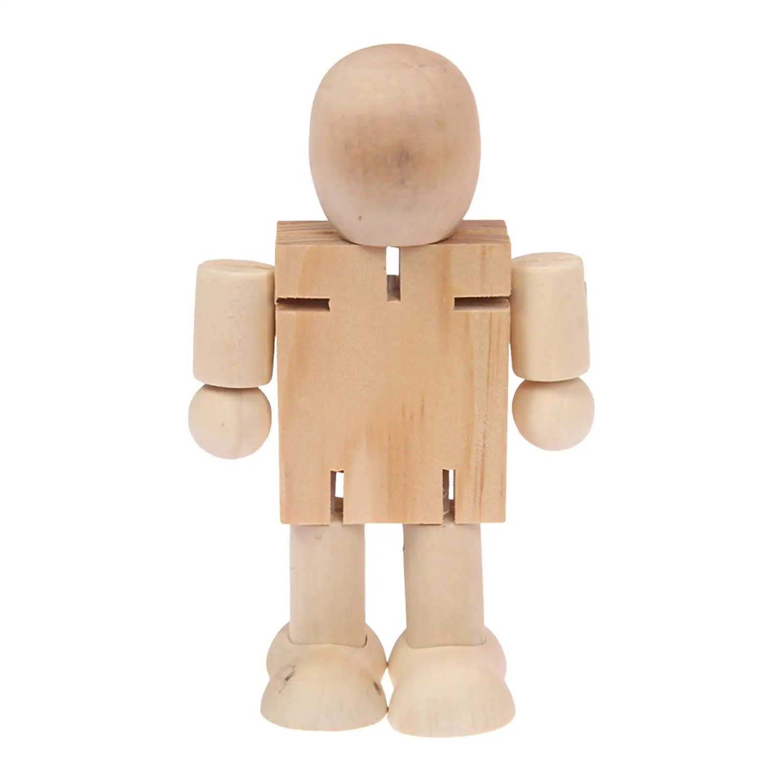 2-6pack Unfinished Wooden Robot Figure Incomplete Puppet Ornaments Smooth