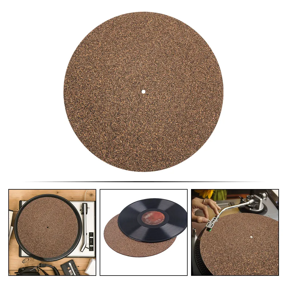 2 Pcs Cork Record Mat Pad Soft Protective Accessories Player Slipmat for Turntable Vinyl Records