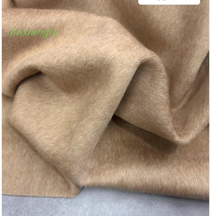 High-end luxury fashion thick double-sided silk fabric, alpaca coat clothing fabric.