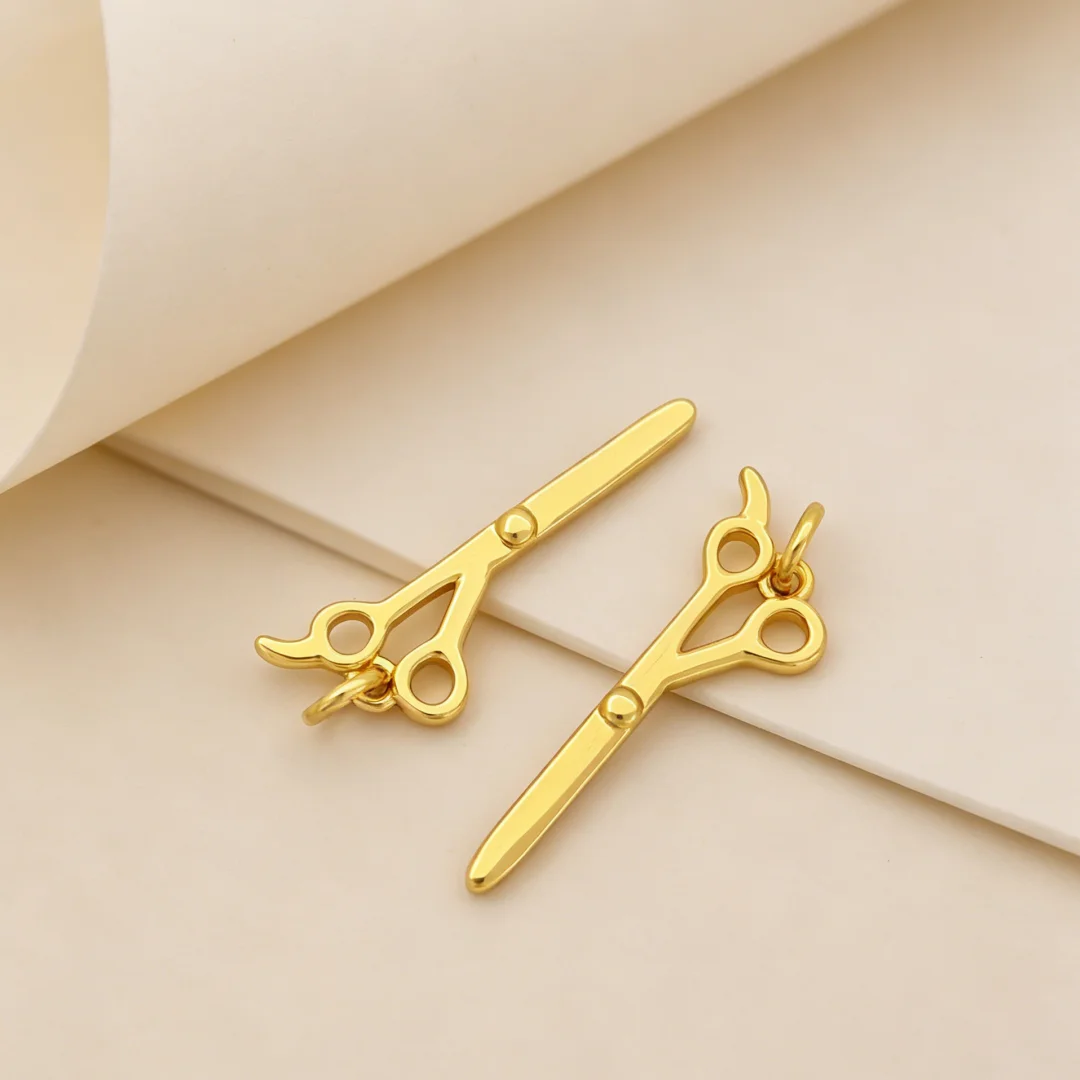3 Pcs Pendants Gold Plated Smooth Glossy Scissors Comb Hair Dryer Shape Charms DIY Jewelry Accessories Necklace Bracelet Making