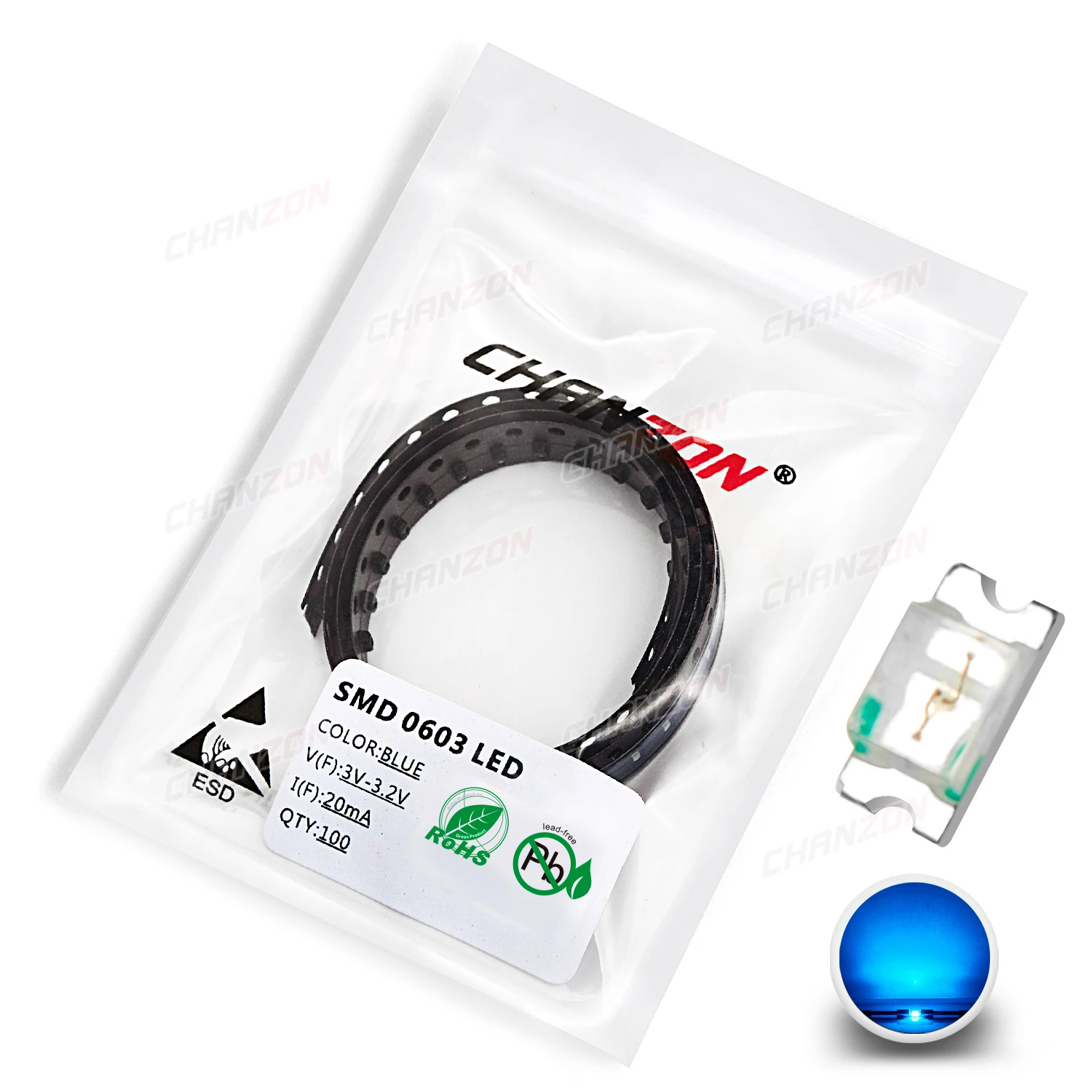 SMD LED Emitting Diode Kit Chip de lâmpada Grânulos de luz quente, branco, vermelho, verde, azul, amarelo, laranja, rosa UV, RGB Micro, 3V, SMT, 0603