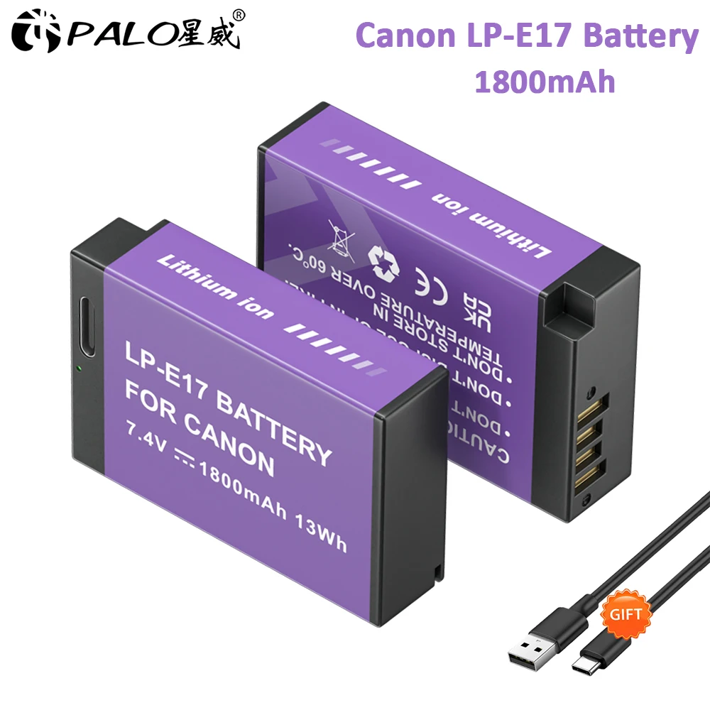 

PALO LP-E17 LP E17 LPE17 Camera Battery with TYPE-C Input Port For Canon EOS 750D 760D M3 M5 M6 200D 250D 800D Kiss X8i