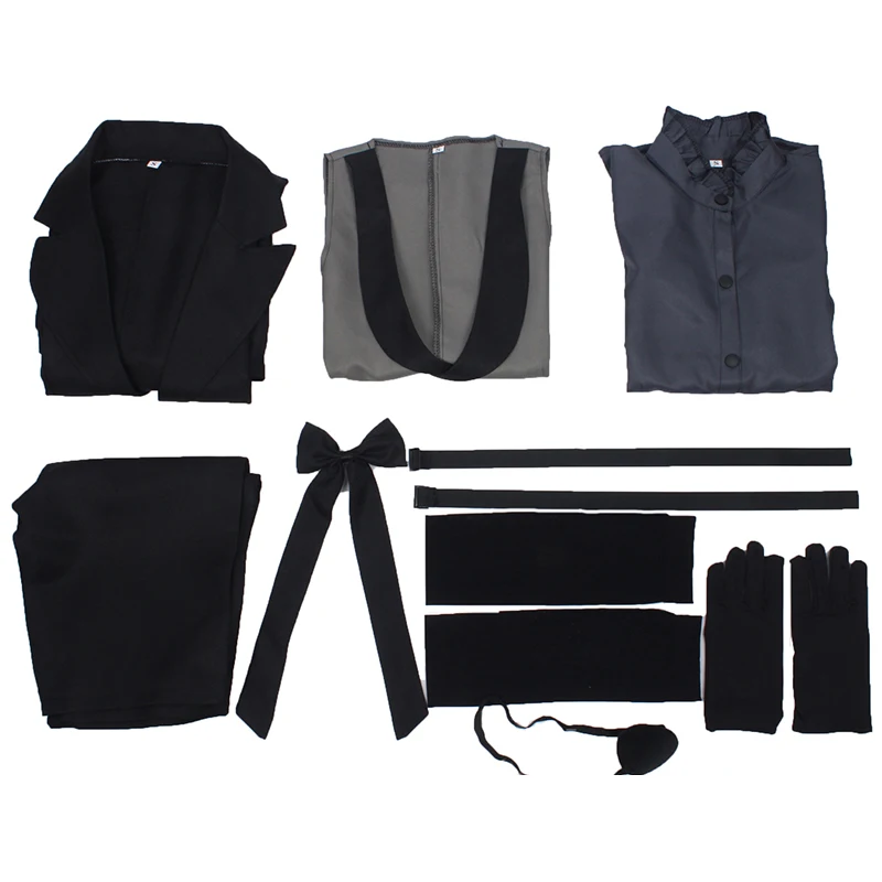 زي أسود بتلر Ciel Phantomhive التأثيري زي الرسوم المتحركة اليابانية لحفلة الهالوين الشيطان لقناع العين للشباب ماستر