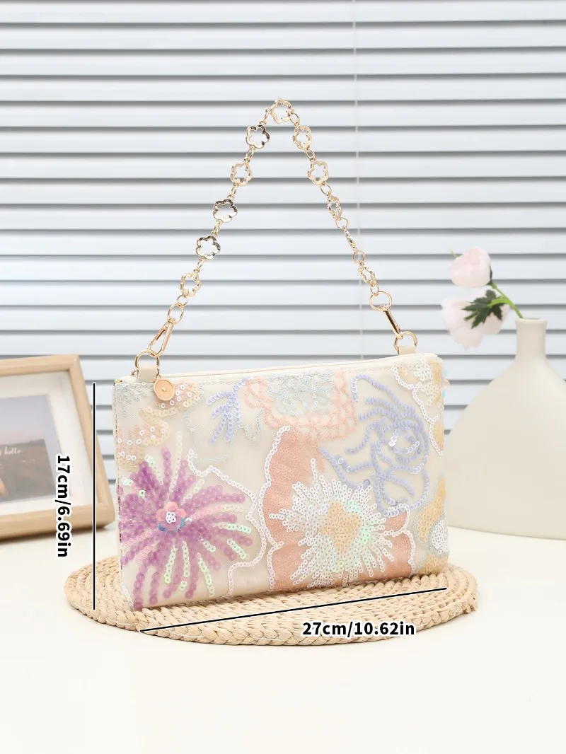 حقيبة يد فاخرة مطرزة بالترتر ذات سعة عالية حقيبة كتف صيفية طراز جديد للنساء