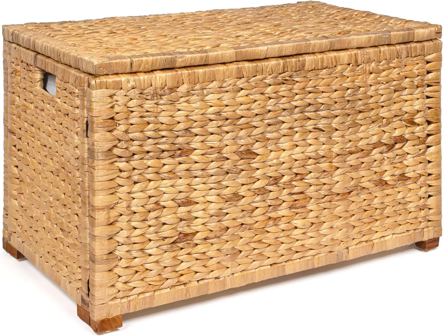 

HPM9005A Anada Wicker Weave 30 Storage Trunk Wooden Frame Water Hyacinth Farmhouse Transitional Coastal Rustic for Office Dorm