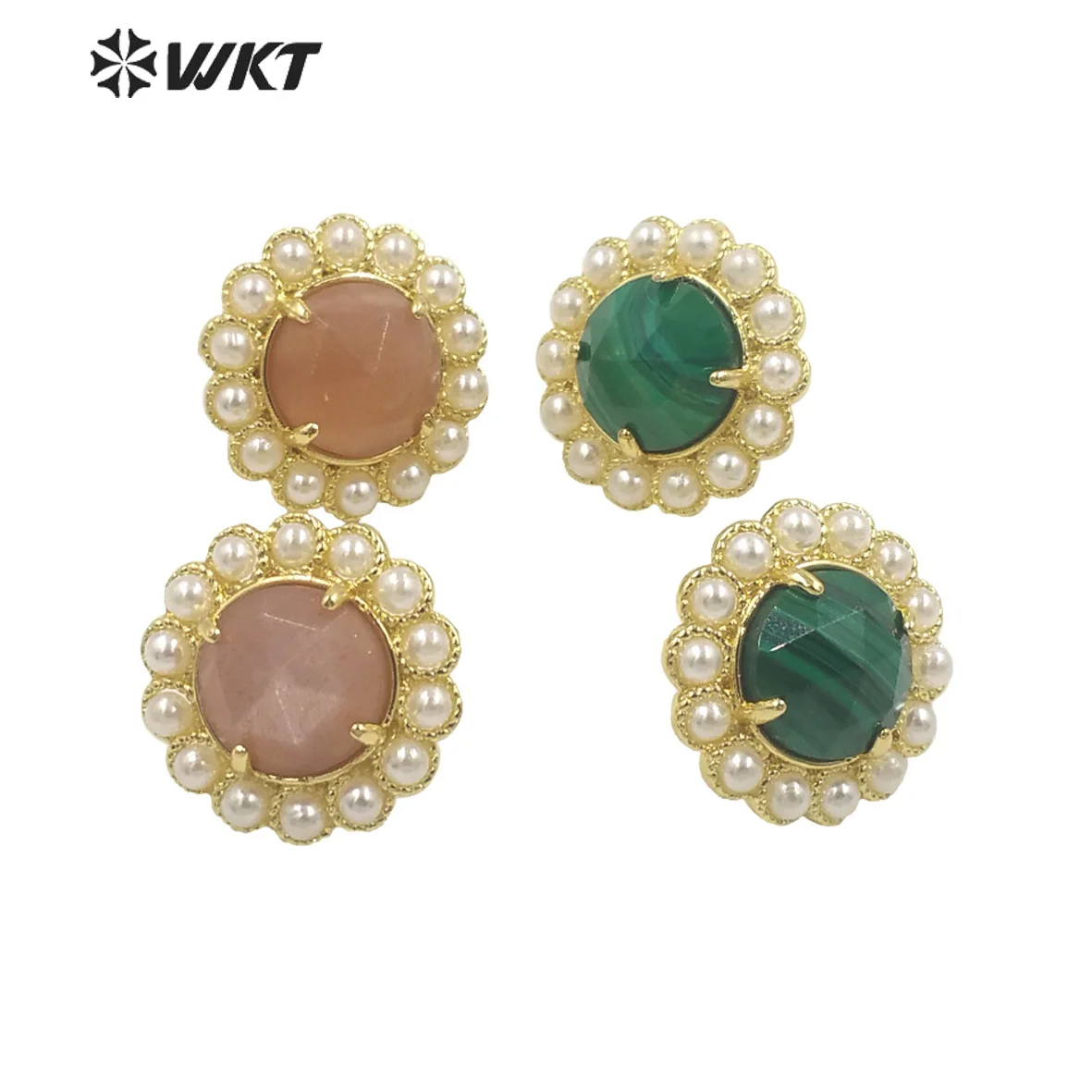 WT-MPE121   WKT 2023 Fashion Jewelry Natural Stone Flower Shaped Making Earring Supplies Grand Party NEW Quality NEW