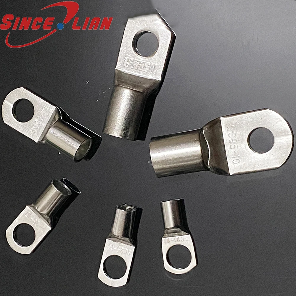 10pcs Cable Sleeve Connectors Plug Terminal Copper Tinned Copper Nose DT-16 DT-25 DT-35 DT-50 DT-70 DT-95mm2 Cable Sleeve