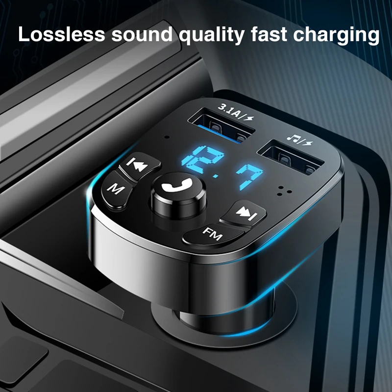 Multi Functional Car MP3 Player FM Music Receiver Car Music USB Flash Disk Supplies Dual USB Port Charger 3.1A Car Fast Charging