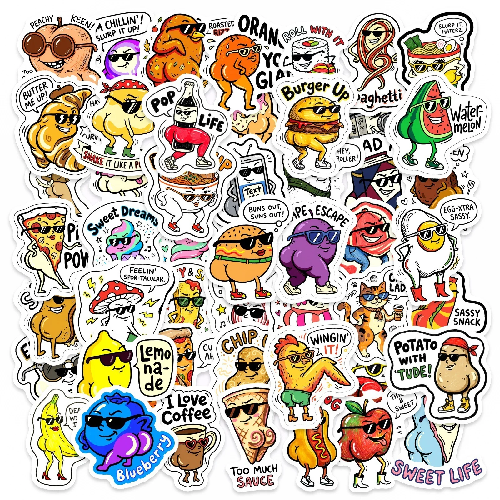 50/100 Stück Lustige Cartoon-Hintern-Humor-Aufkleber DIY Spiel Wasserfeste Aufkleber für Tassen, Handys, Notizbücher, Helme, Autos, Doodle-Sticker