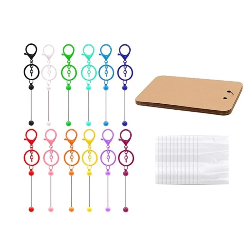 

Handcraft Keychain Charm Set with Metallic Rods for Beading Resealable Gifts Bags and Cards for Craft Enthusiasts