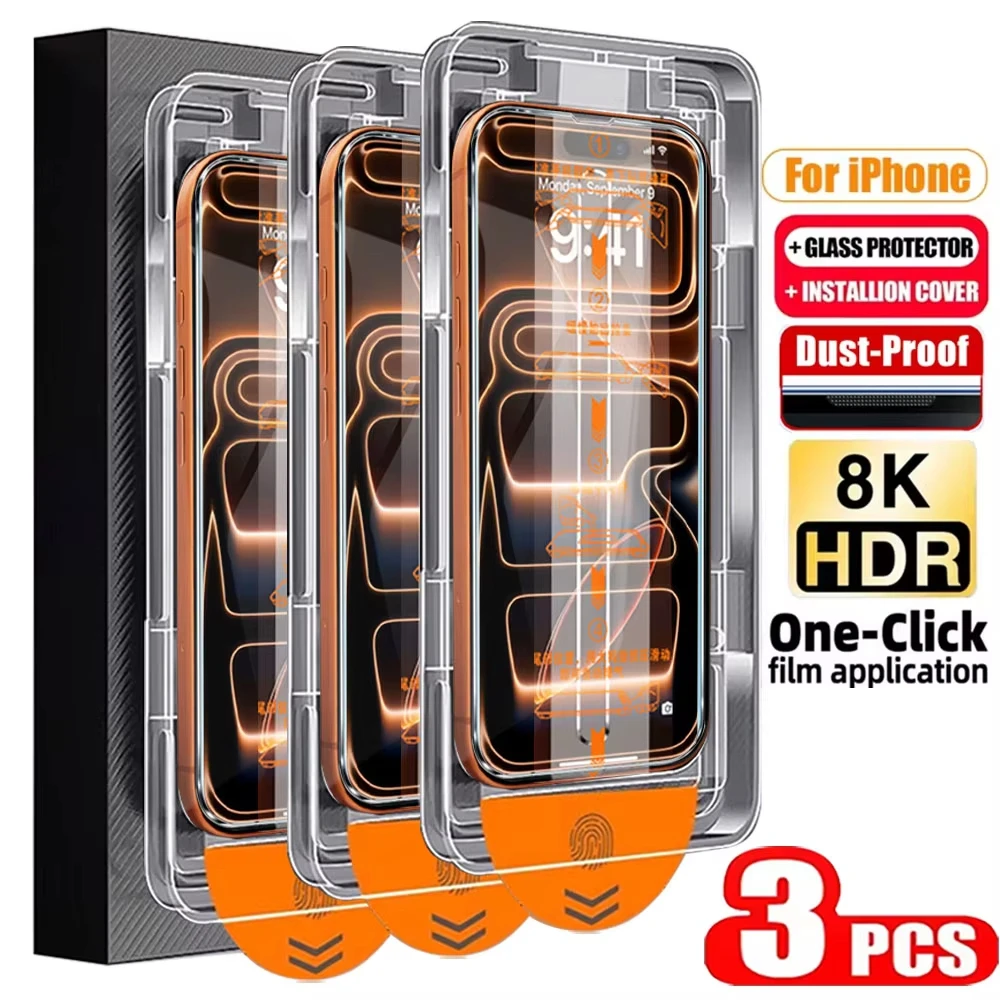 1-3 SZT. Szkła Hartowane HD Bezpyłowe do Ochrony Ekranu iPhone 17 Pro Max 18 16 15 14 13 12 11 X XR XS Max 7 8…