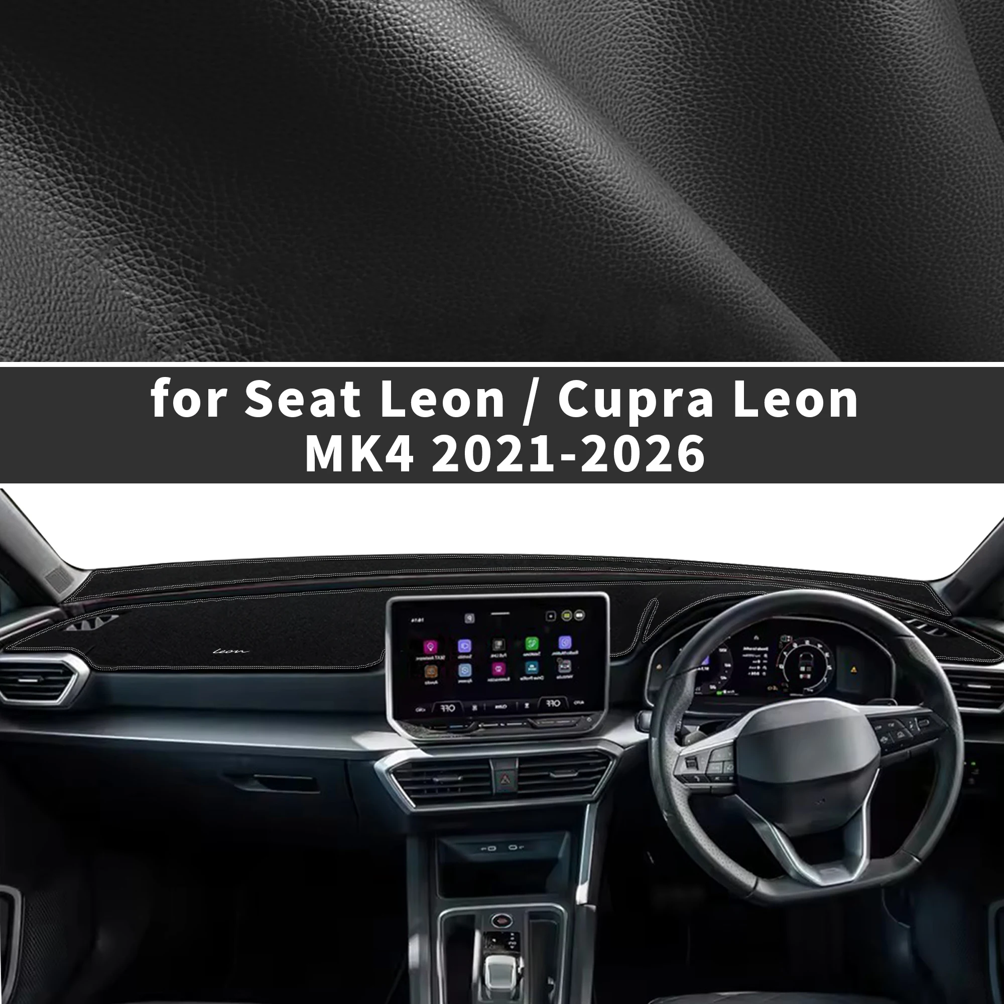 for Seat Leon 2021-2026 Cupra Leon MK4 fit Dashboard Cover Sun Shade Dash Mat Anti‑Glare Anti‑Reflection Carpet Dash Pad Dashmat