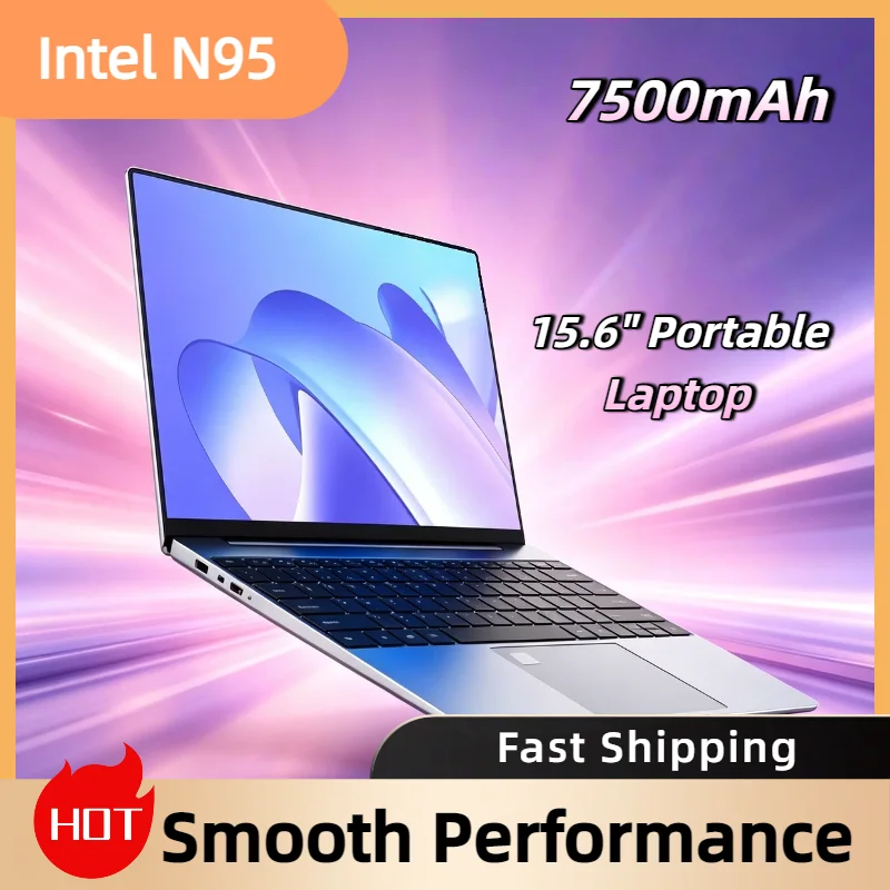 

2026 NEW Intel N95 Windows 11 15.6 Inch Laptop 32GB DDR4 2TB SSD 7500mAh Portable Notebook PC Gamer Backlit Fingerprint Office