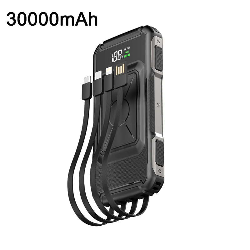 

Wireless Power Bank 30000mAh 22.5W QC PD 3.0 Fast Charging for iPhone 12 Samsung S23 Huawei Xiaomi Portable Powerbank With Cable