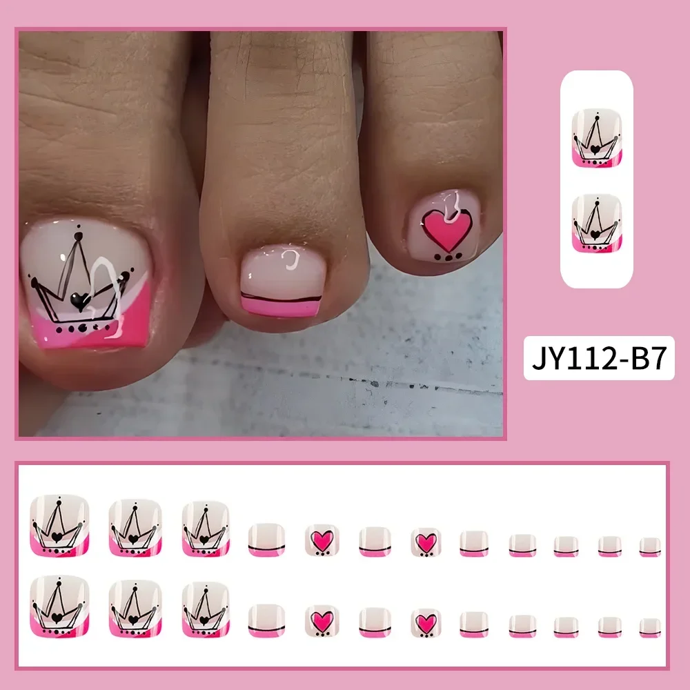 ฤดูร้อนชายหาด Toe เล็บปลอมกดบนเล็บ 24 ชิ้นเล็บปลอมชุดการออกแบบเชลล์ตกแต่งเล็บอะคริลิค Stick บนเล็บเท้า