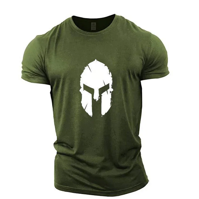 New Summer 3D Printed T-shirt Sparta Summer Men's and Women's Tripartite Sparta Crew Neck Helmet Graphic Street Casual Sports Qu