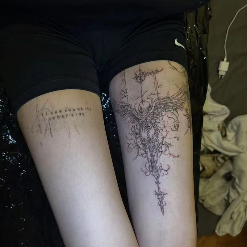 

Herbal Angel Wings Temporary Tattoo for Woman Man Arm Gothic Waterproof Fake Tattoo Girls Sexy Art Lasting Semi Permanent Tattoo