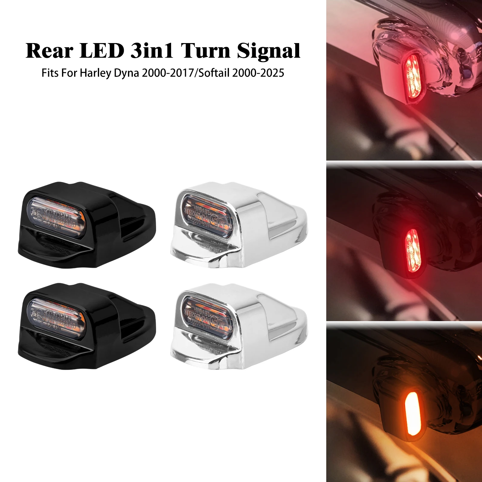 Motorcycle Rear LED Lights With E-Mark Turn Signal For Harley Dyna 00-17 Softail Low Rider FXBB 00-2025 Brake Running Indicator