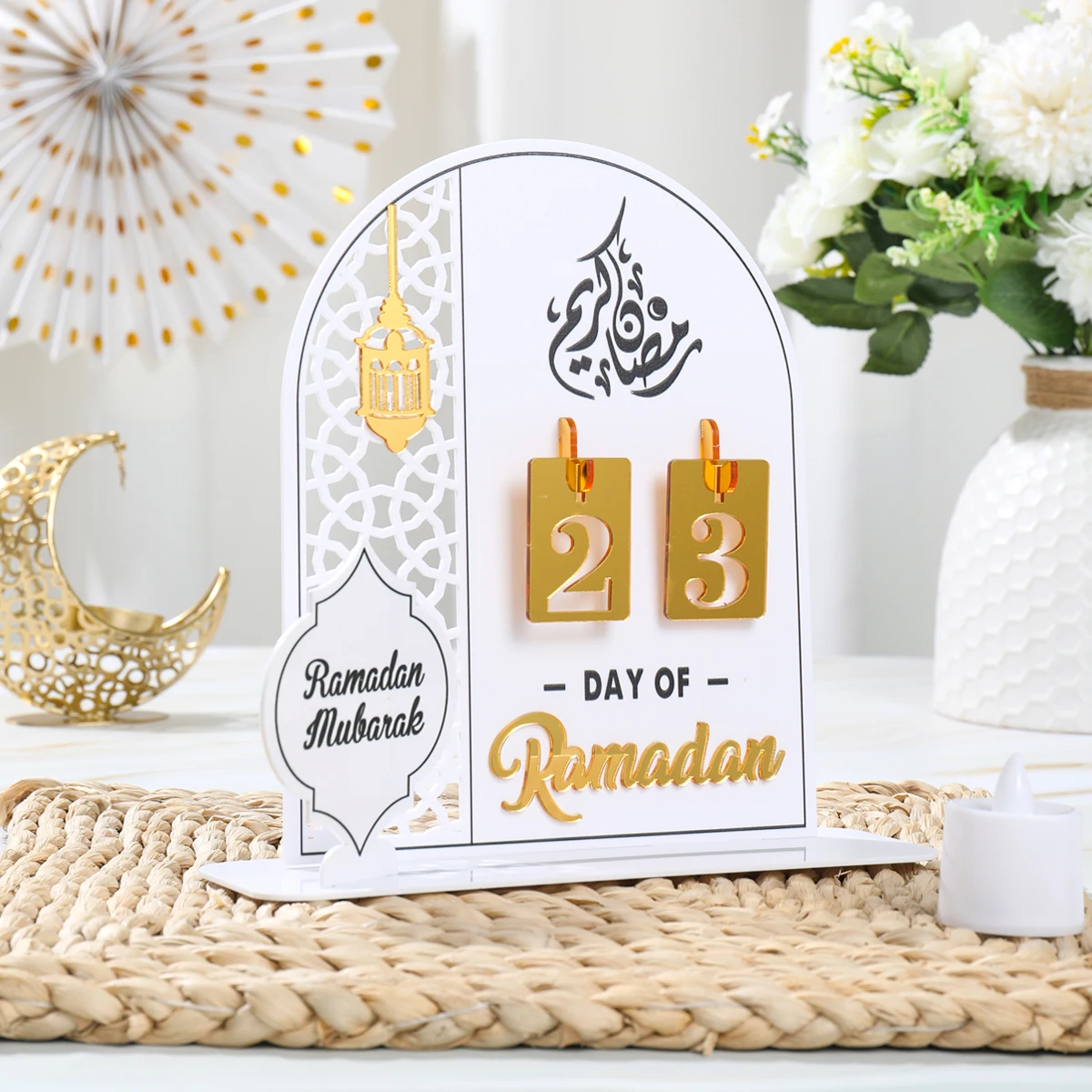 Acrylic Ramadan Countdown Calendar Gifts Day of Ramadan Calendar with Replacing Number 2025 Eid Mubarak Home Decoration Ornament