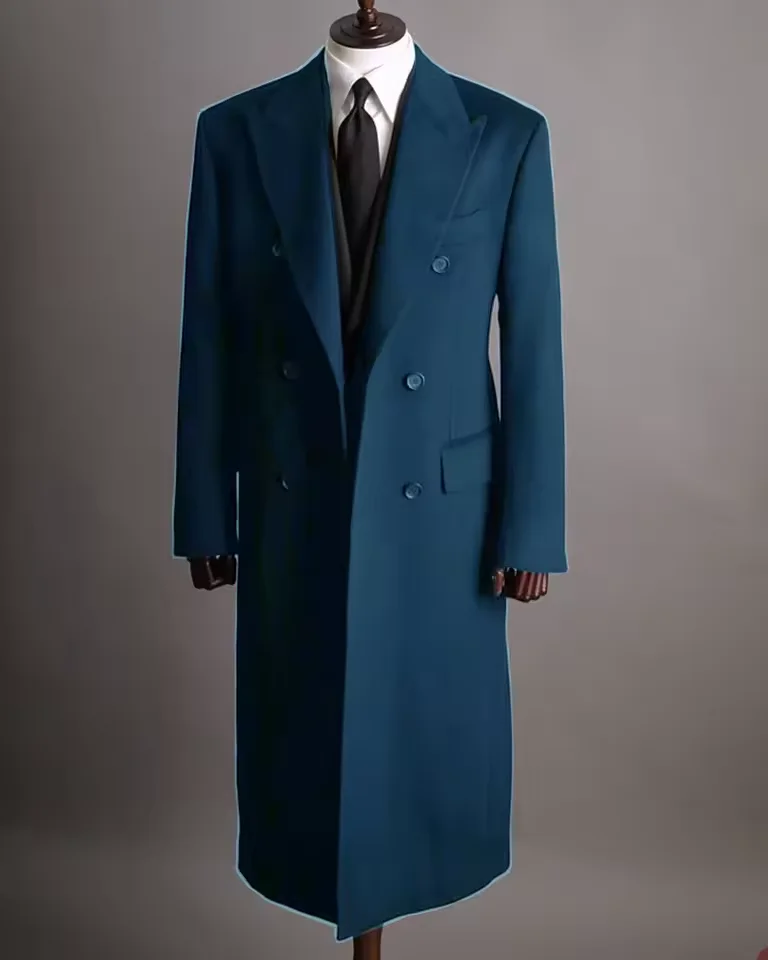 الشتاء السترة الطويلة الأعمال مزدوجة الصدر عالية الجودة الفاخرة الرجال البدلة الستر أنيقة رجل دعوى جديدة في الدعاوى والسترات الذكور #2