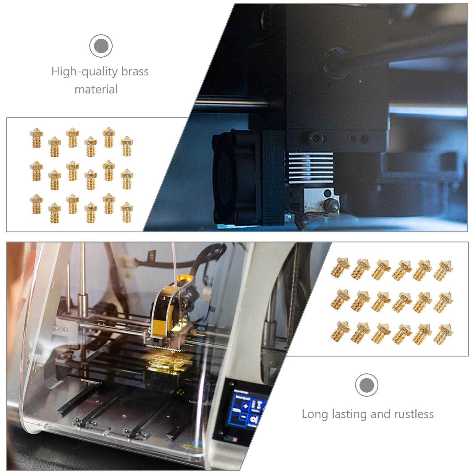 

30Pcs 3D Printer Nozzles Brass Thread Premium Nozzle Heads Smooth Print Reliable Accessory Thread 3D Printer Nozzle