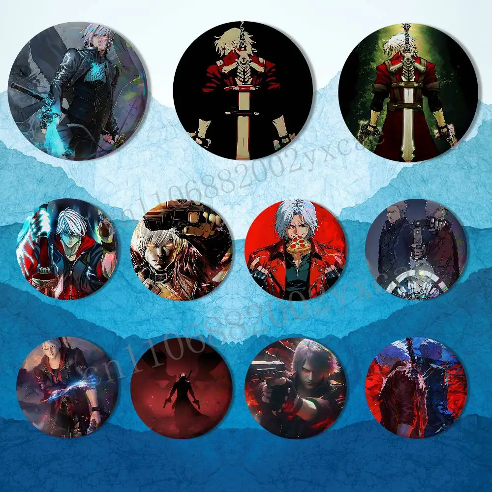 

cool Devil May Cry game DMC Badges Badges On Backpack Jacket Cartoon Round Brooches Acrylic Button Pins Collection Gifts