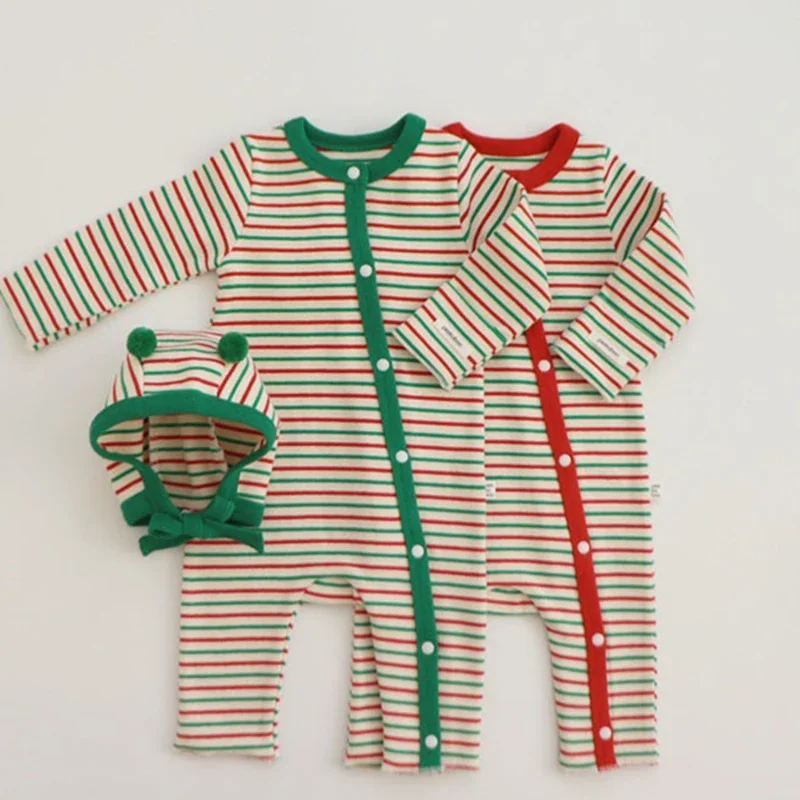 Christmas Baby Clothes Boys Girls Romper  Infant  Autumn Long Sleeve Jumpsuits Cotton Red/Green Outfit Baby Onesie Toddler  2PCS